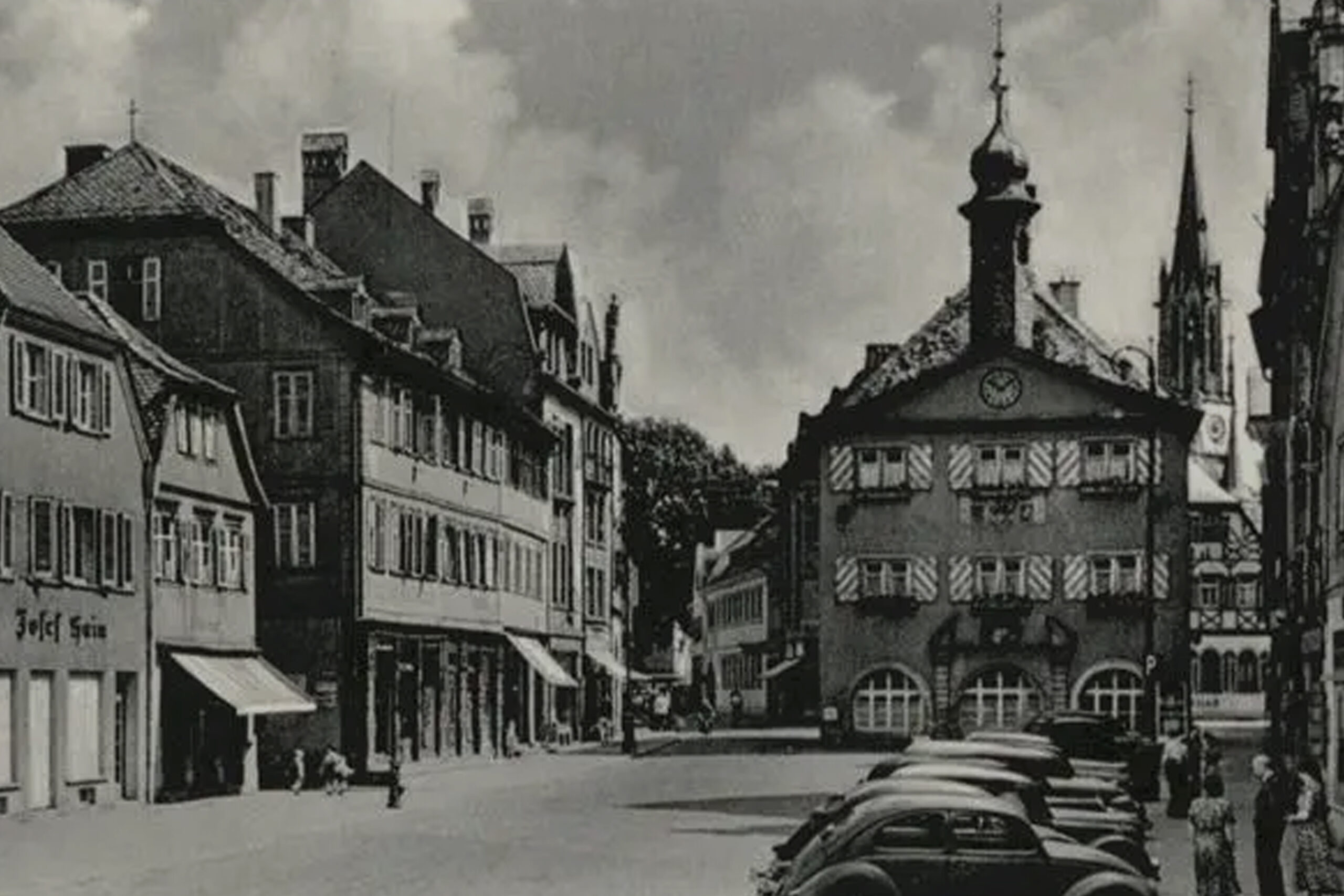 Innenstadt früher schwarz/weiss Bild | Geschichte Bad Kissingen
